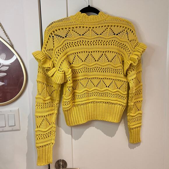 Joie Canary Yellow Knit Scalloped Neckline Sweater Size XXS - Picture 4 of 10